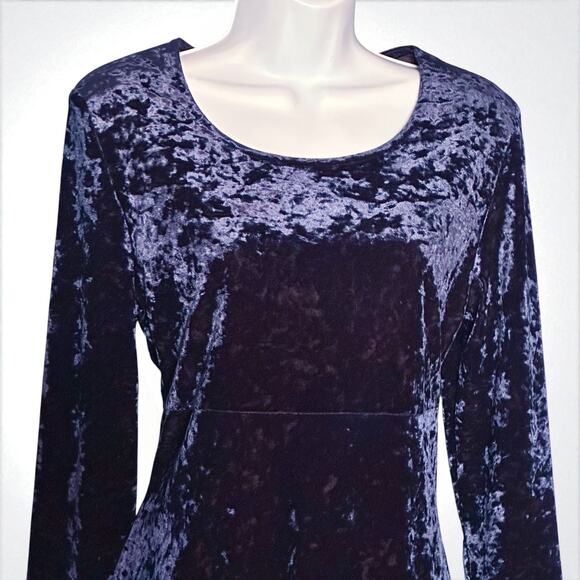 Vintage Byer Studio Blue Velvet Dress Sz 8 Whimsigoth Shimmering A-Line Elegant - Picture 3 of 9